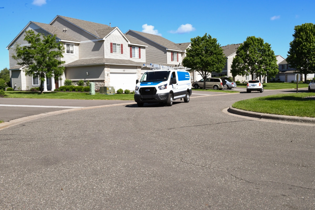 RowCal service van outside in a Pennsylvania residential neighborhood.
