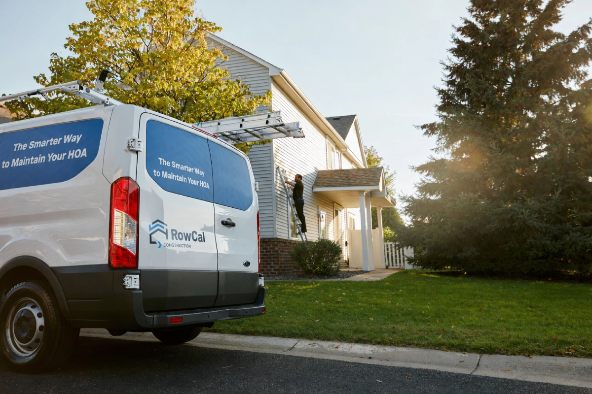 RowCal service van outside a Illinois residence.