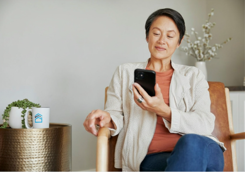 homeowner using online portal on phone